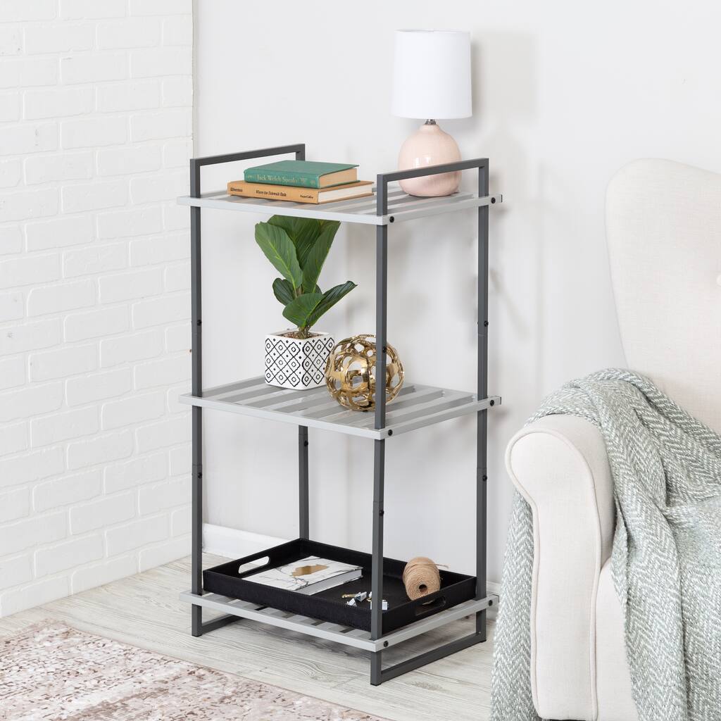 Honey-Can-Do Grey 3-Tier Small Metal Shelf