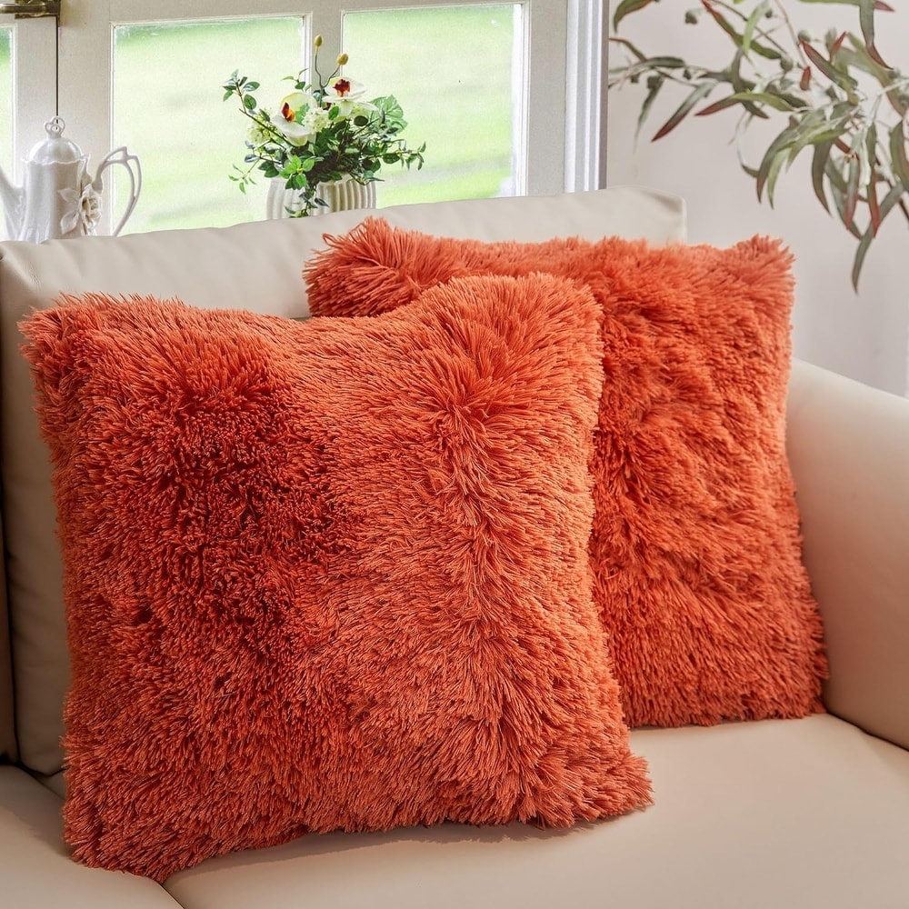 Orange deals furry pillow