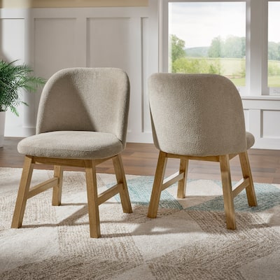 Harstad Wood Finish Taupe Fabric Curved Low Back Dining Chair (Set of 2) by iNSPIRE Q Modern