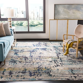 SAFAVIEH Madison Miloslava Modern Abstract Rug - Cream/Blue - 9' x 12'
