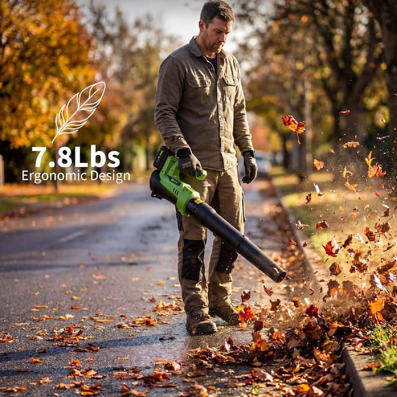 550CFM/ 130MPH Cordless Leaf Blower, 6 Variable Speed for Lawn Care, Yard, Garden, Driveway