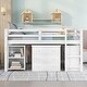 preview thumbnail 2 of 13, Low Study Full Loft Bed with Rolling Portable Desk, White