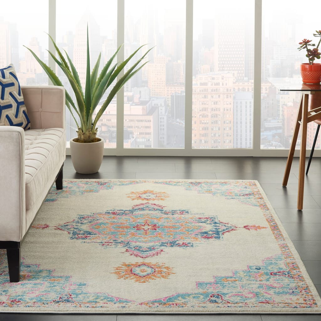Nourison Cayuga Transitional Ivory/Multi Medallion Area Rug