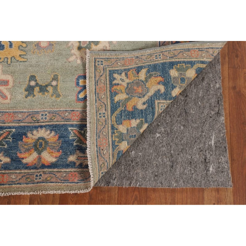 Sage Green Kazak Accent Rug Hand-Knotted Wool Carpet - 3'11" x 5'10"