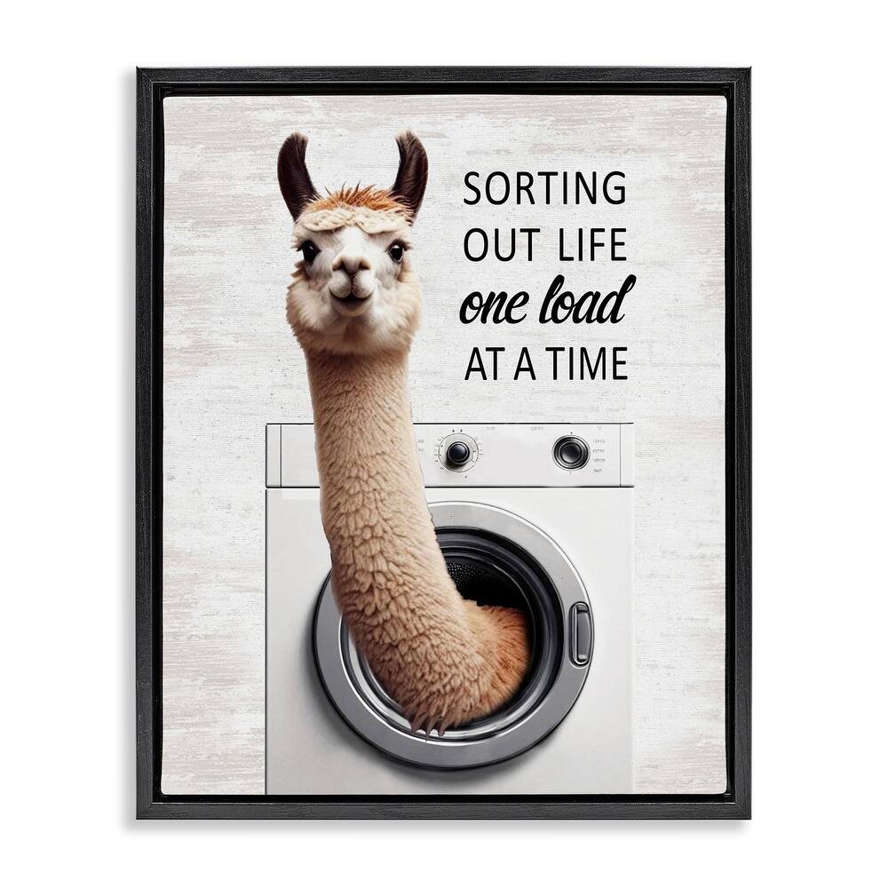 Stupell One Load At A Time Llama Framed Floater Canvas Wall Art Design By Lettered and Lined