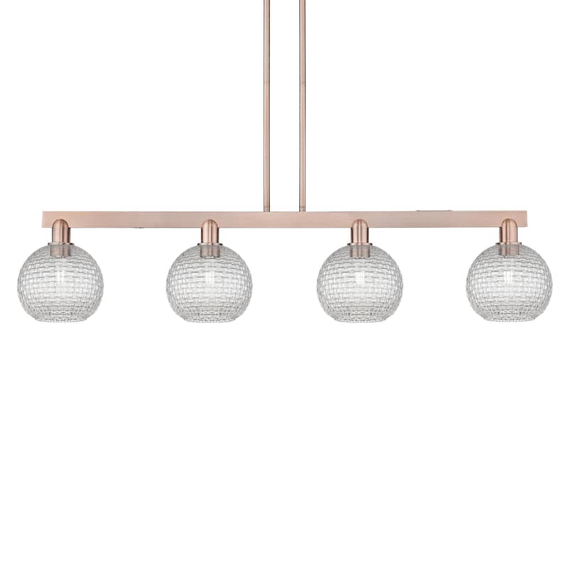 Innovations Lighting 716-4I-11-51 Athens Linear Athens 4 Light 51" - Antique Copper / Clear Basketweave