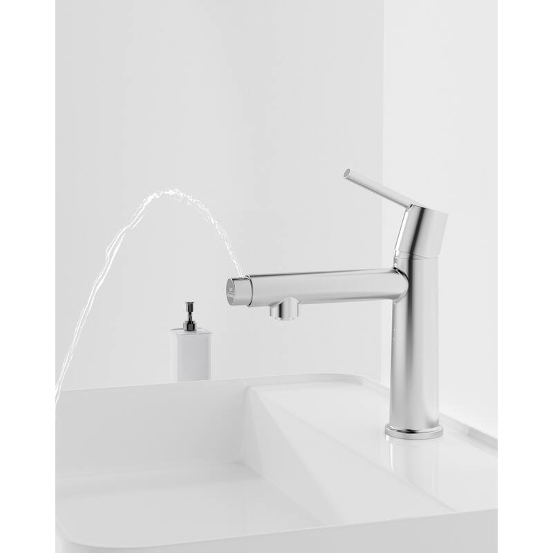Single Handle Bathroom Faucet with Deck For 1 or 3 Holes,Laundry Vanity Sink Faucet with Two 9/16" Hoses