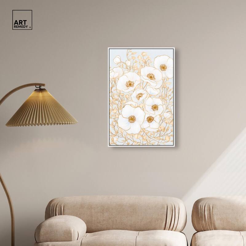 White and Gold Poppies I Canvas by Art Remedy