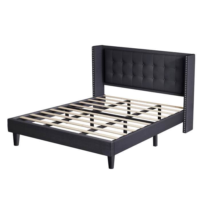 Full Size Bed Frame with Upholstered Headboard, Strong Frame, and ...