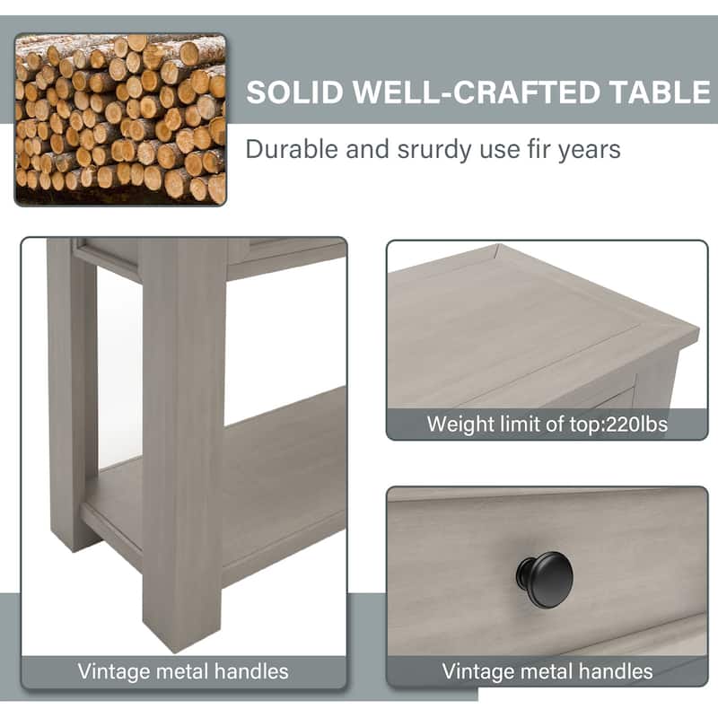 Farmhouse Wooden 4-drawer Console Table Entryway Table