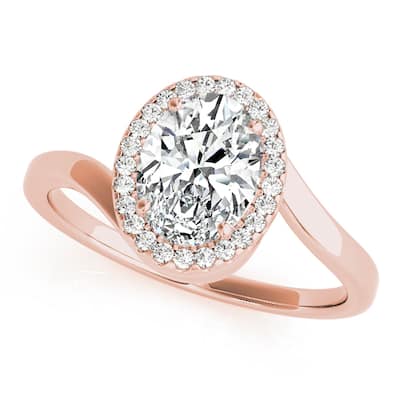 Auriya 14k Rose Gold Lab Grown Oval Diamond Halo Engagement Ring 0.50 to 5.00 ct. tw. (F-G VS)