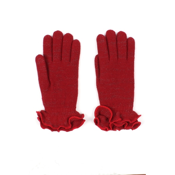 Womens Shimmery Ruffle Winter Gloves Lined
