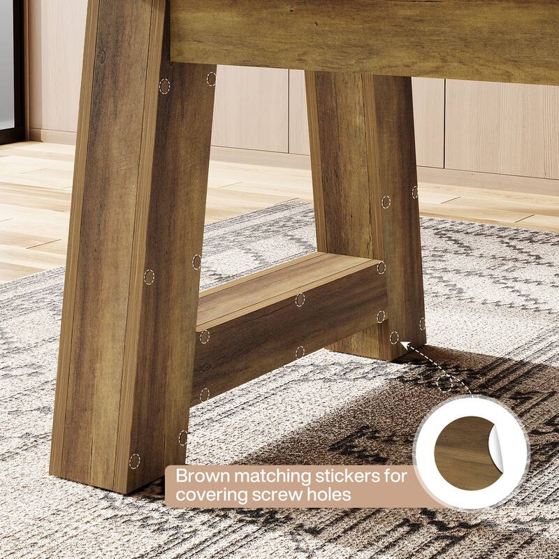 Long Dining Table Wooden Kitchen Table with Sturdy Legs for 6-8