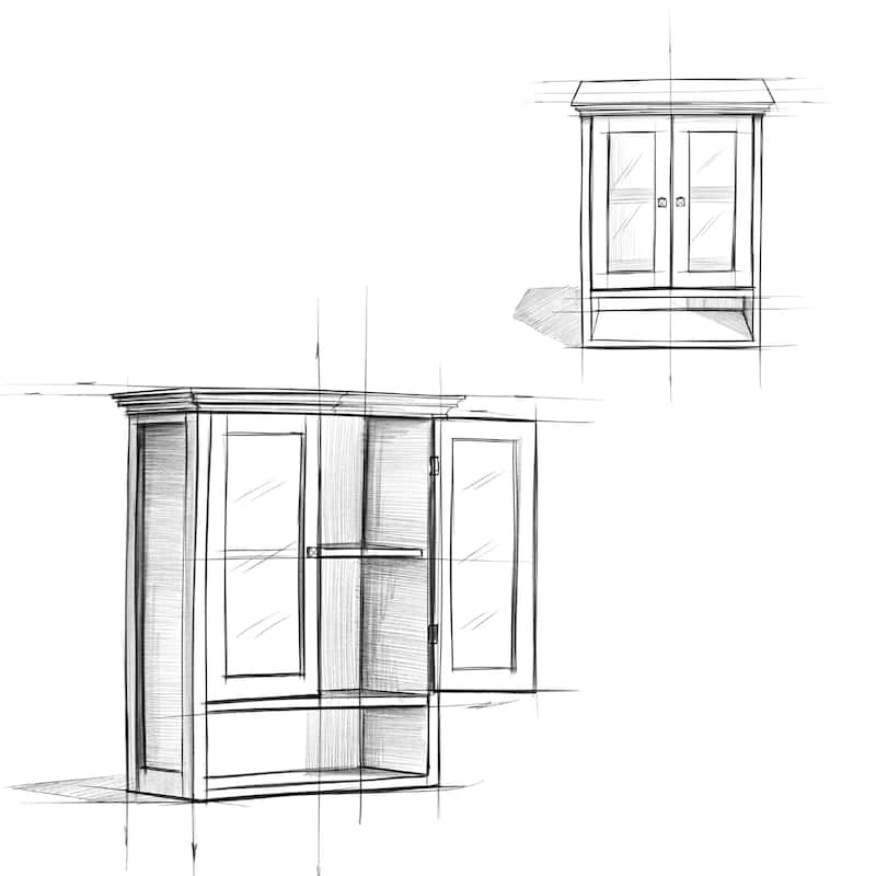 WYNDENHALL Normandy 28 inch H x 23.6 inch W Double Door Wall Bath Cabinet