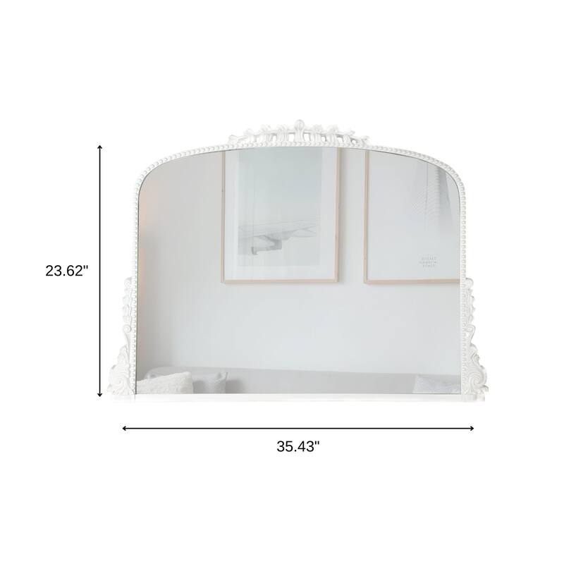 HomeRoots 35" White Arch Framed Accent Mirror