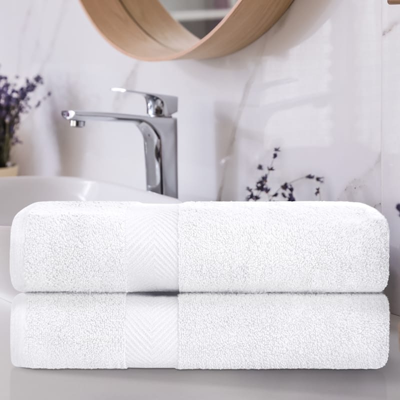 Superior Soft Oversize Zero Twist Cotton Bath Sheets (Set of 2) - White