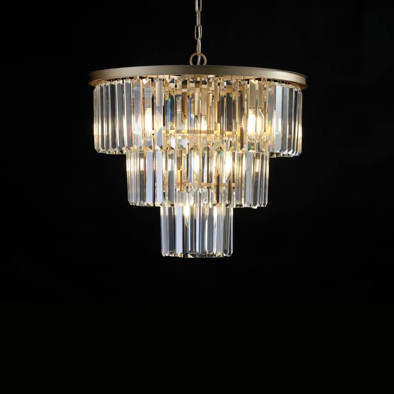 20" Chrome Crystal Chandelier with Adjustable Height, Modern Ceiling Light Fixture for Living Room, Dining Room, Staircase