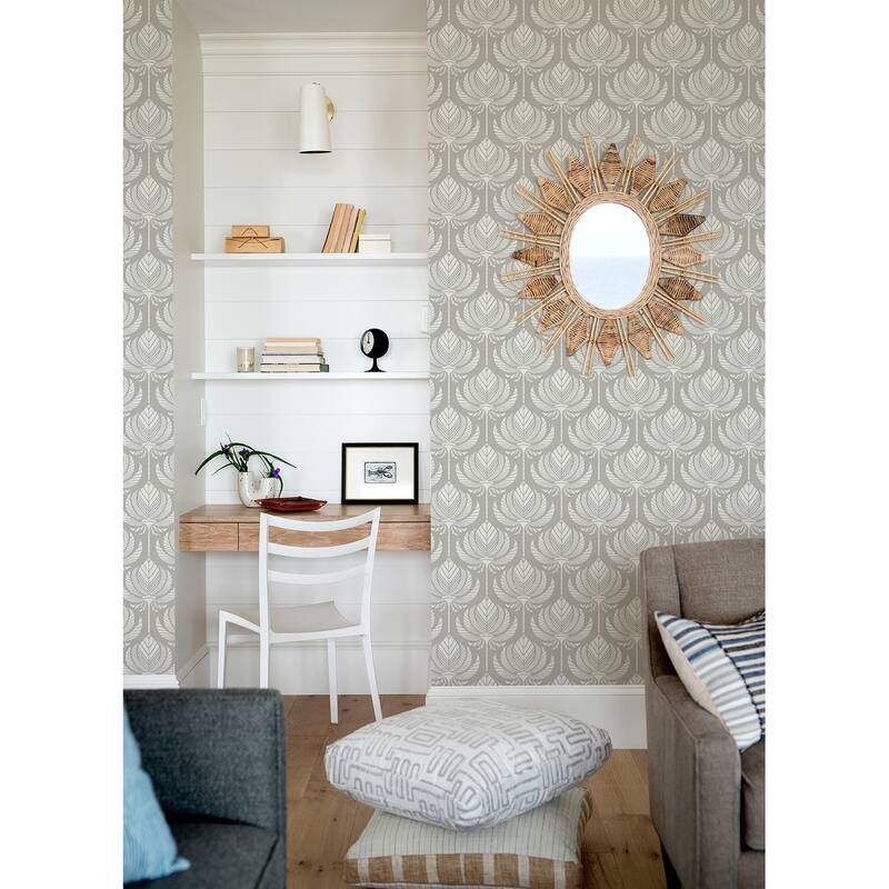 A-Street Prints Palmier Grey Lotus Fan Wallpaper