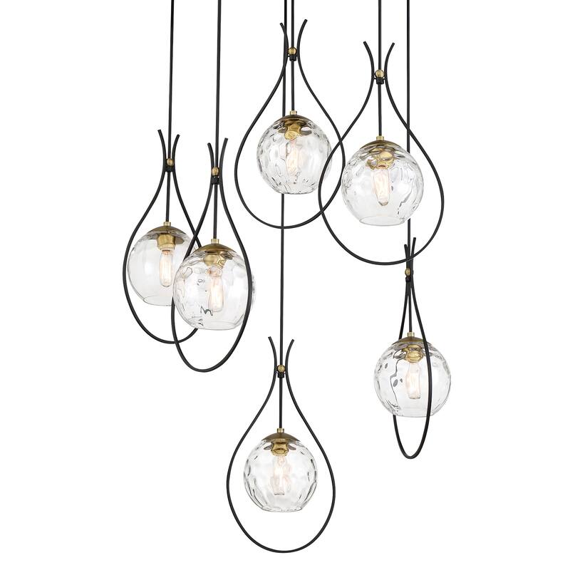 Minka Lavery 1536 Cody 6 Light 28" Wide Pendant with Clear Water Glass