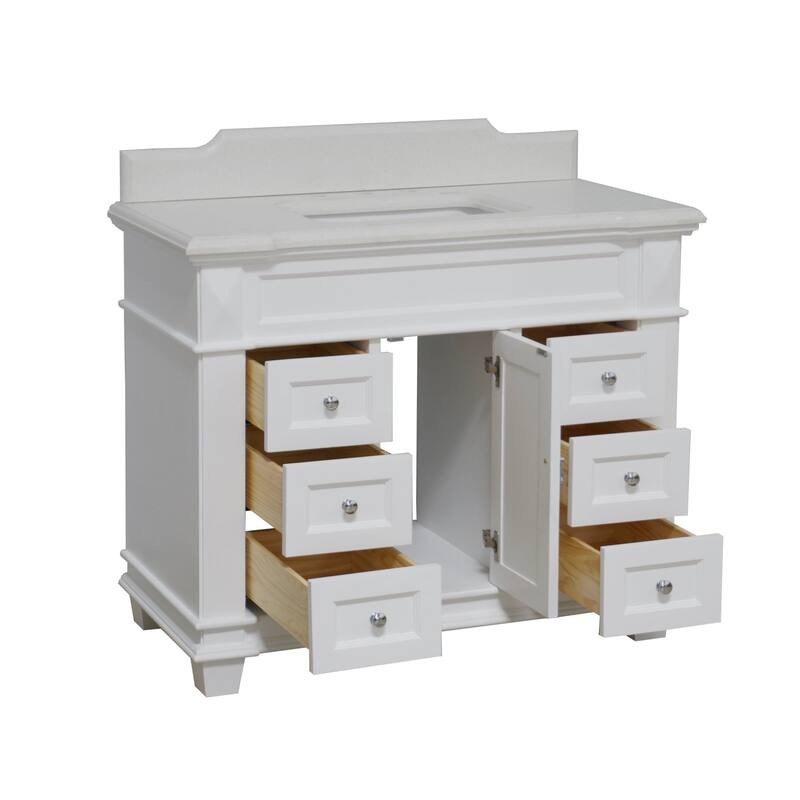 KitchenBathCollection Elizabeth 42" Bathroom Vanity with Quartz Top
