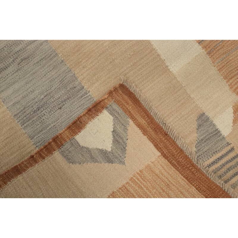Hand Woven Southwestern Wool Beige Geometric Area Rug - 8' 0'' X 4' 10''