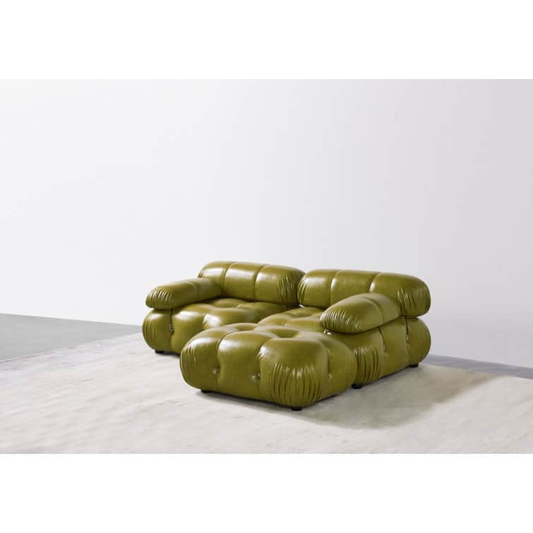 Daejuan 3 Pieces Faux Leather Sectional - Green