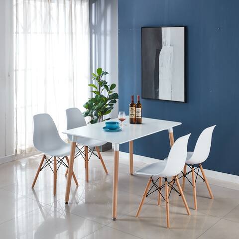 5-Piece Modern Wood Home Kitchen Dining Set with 4 Plastic Seat&Back Wooden Chairs(1 Table+4 Chairs)