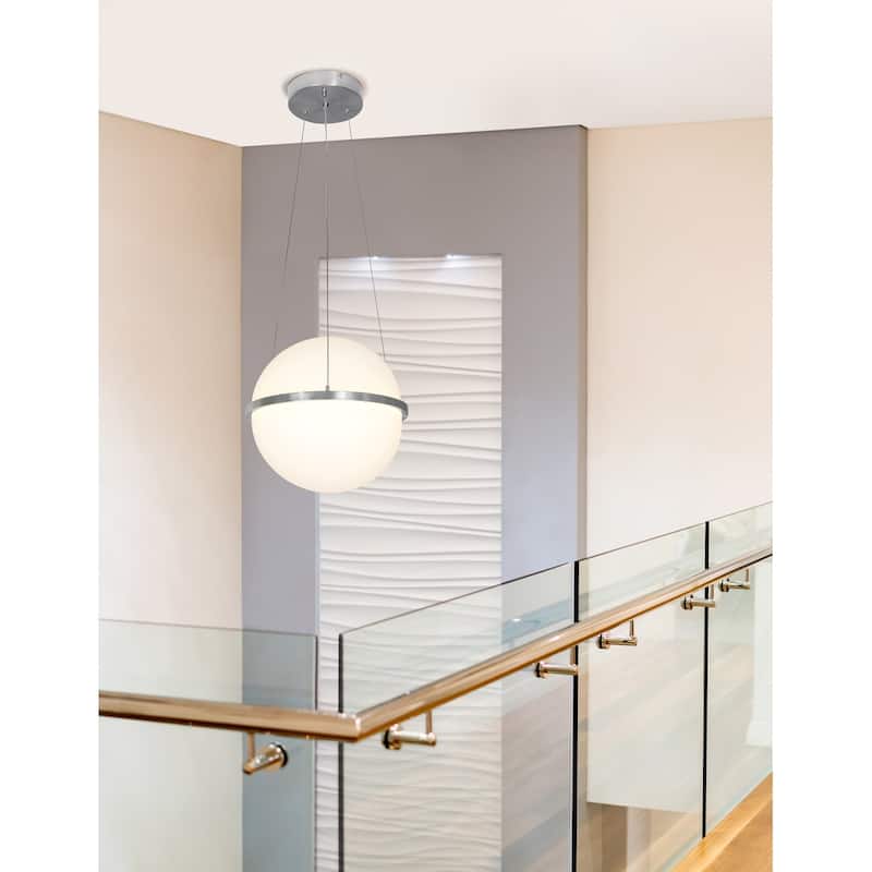 EVOLV Acryluxe Centric 15-inch Polished Chrome LED Pendant with Opal Acrylic