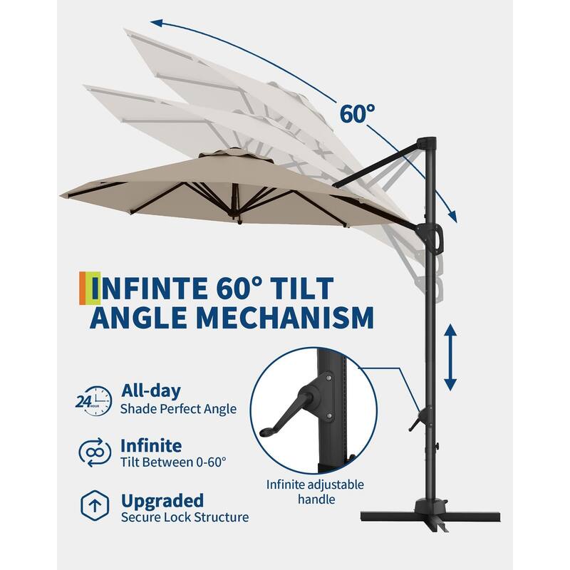 Coromose 10FT Patio Umbrella, 360-Degree Rotation, for Garden Pool Deck BackYard - Tan