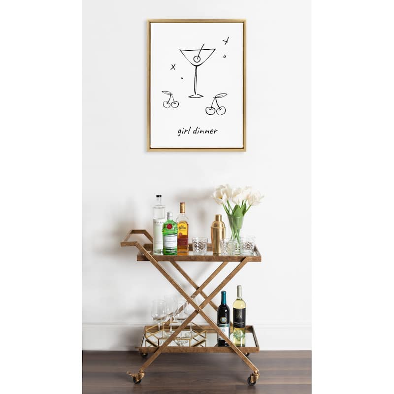 Kate and Laurel Sylvie Girl Dinner Framed Canvas by Honey Island Studio