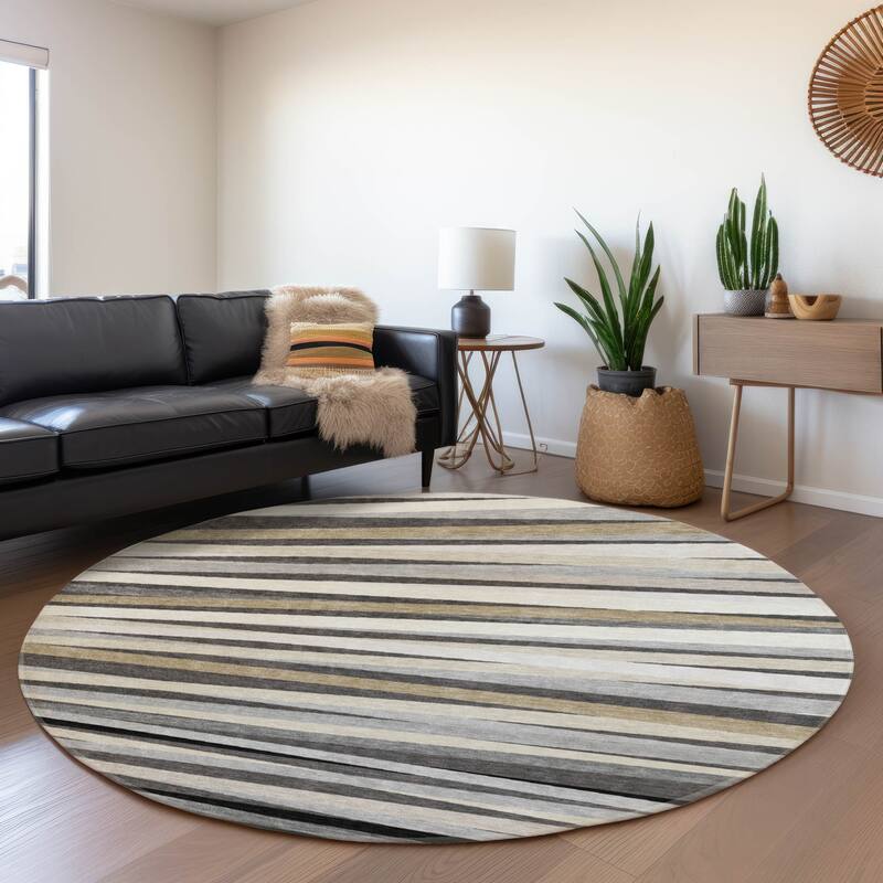 Premium Washable Super Soft Modern Stripes Mayfield Rug - Gray - 8' x 8'