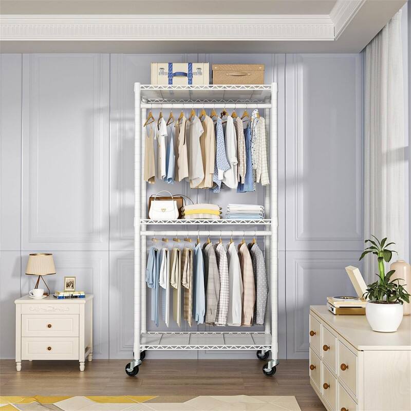 Heavy Duty Portable Closet - 14"D x 30"W x 76"H - White
