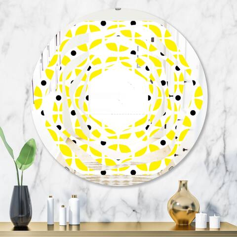 Designart 'Retro Geometric Design I' Modern Round or Oval Wall Mirror - Whirl
