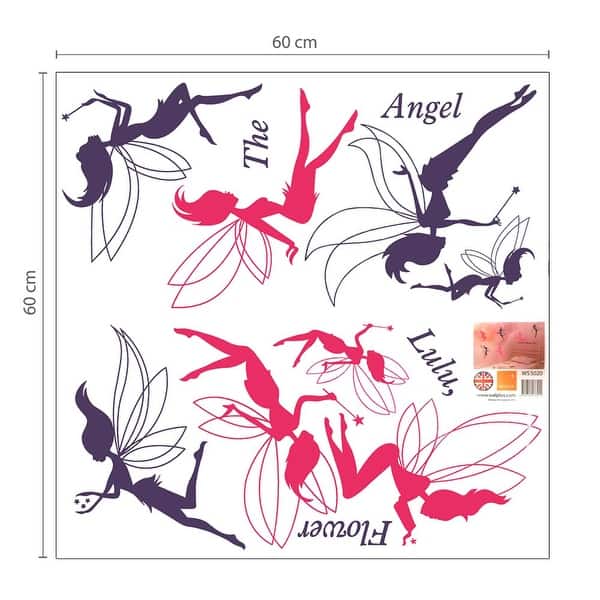 dimension image slide 2 of 3, Walplus Pink Castle Colorful Fairies Kids Wall Sticker Nursery Decor