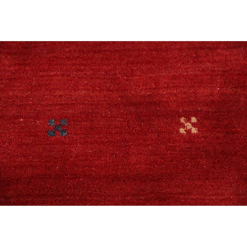 Hand Knotted Oriental 100% Wool Carpet Tribal Tribal Red Gabbeh Area Rug - 9' 10'' X 6' 9''
