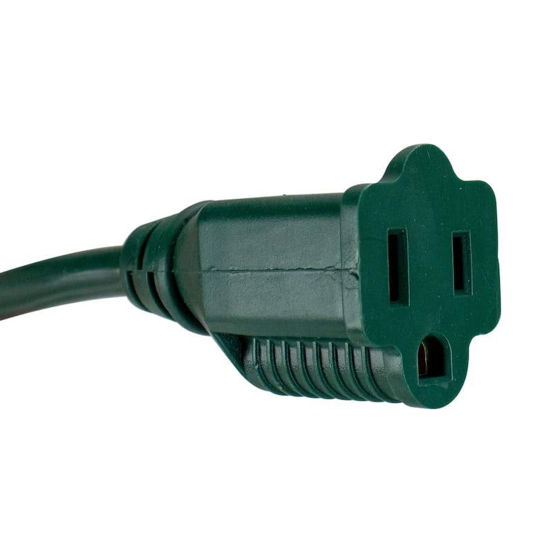 25ft Green 3-Prong Outdoor Extension Power Cord with Outlet Block - 25'