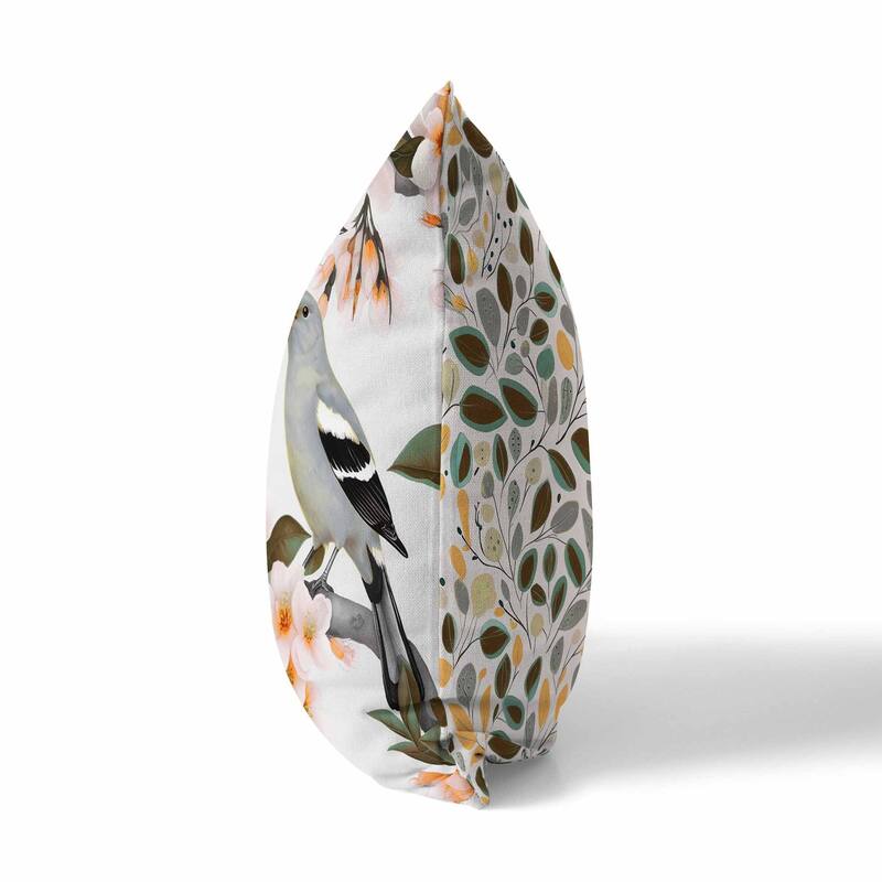 Silver And Orange Goldfinch Haven Indoor/Outdoor Throw Pillow Zipper