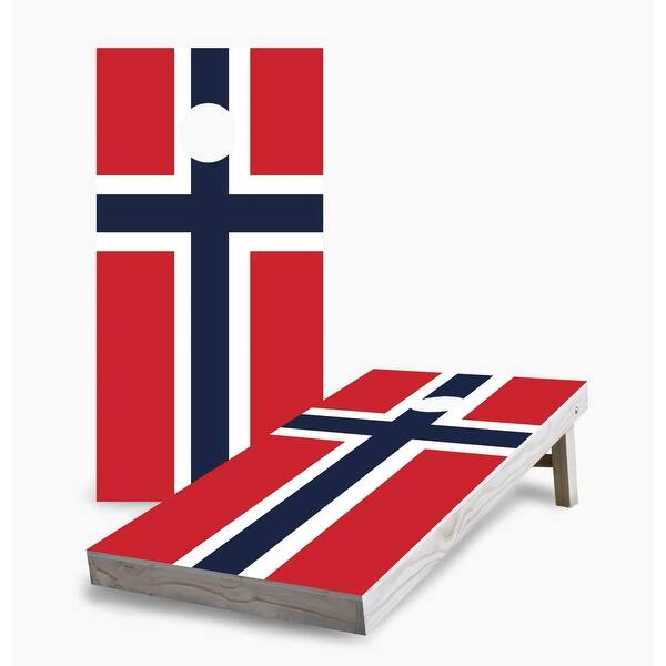 slide 2 of 7, Norwegian Flag Cornhole Game (Choose Wraps or Boards) 2x4 Boards (24" x 48") - Include ALL Accessories