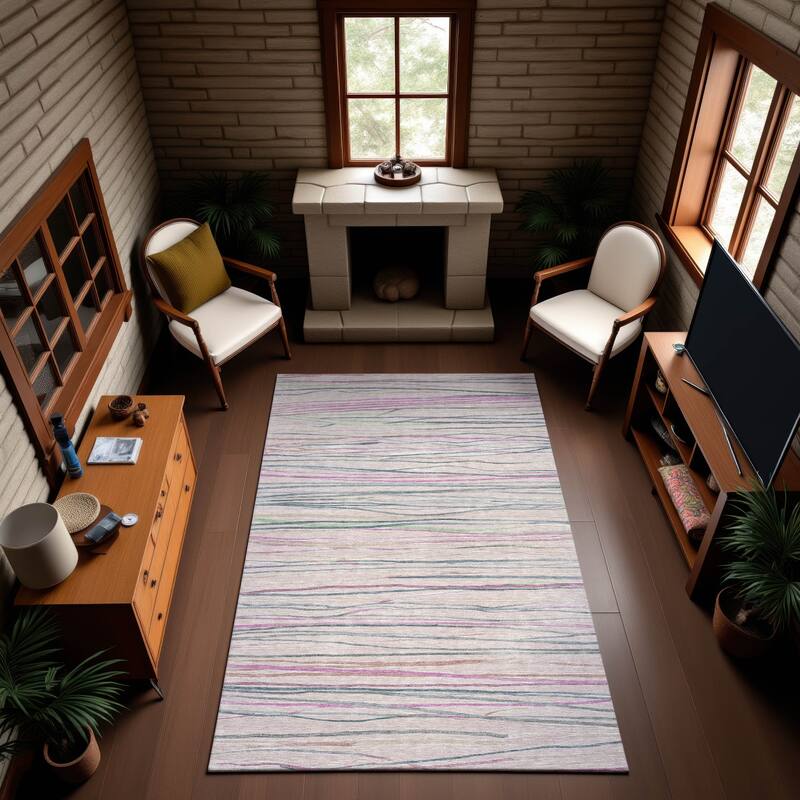 Premium Washable Super Soft Stripes Mayfield Rug - Pink - 3' x 5'