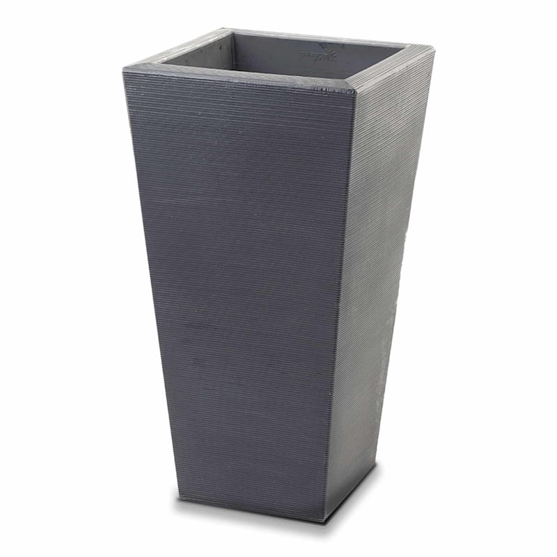 Bowery Indoor Outdoor Square Tall Plant Pot with Sand Cavity - 17"W x 35"H - Slate