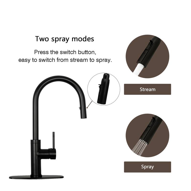 One-Handle Pull-Down Kitchen Faucet with Deck Plate