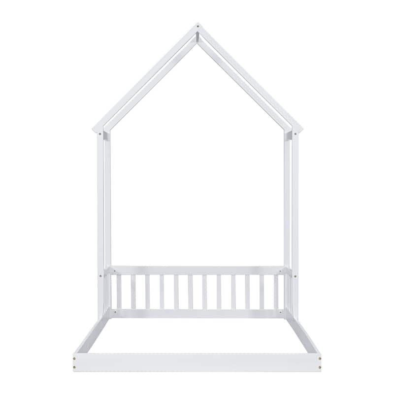 Full Roof-framed Headboard Floor Bed with Headboard Guardrails