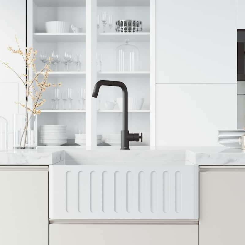 VIGO Cass Industrial 14" H Single Handle Kitchen Bar Faucet