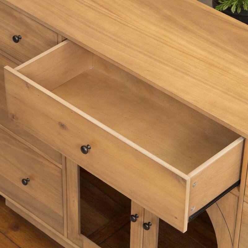 55'' Storage Cabinet with 7 Drawers and 2 Doors, Modern Sideboard with Adjustable Shelves for Living Room