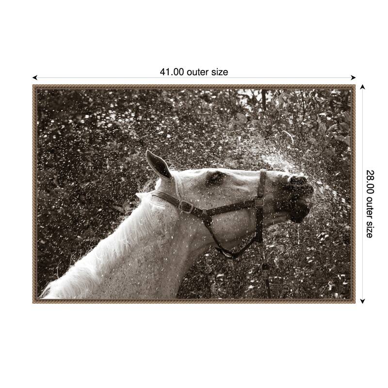 After a Shower by Jim Dratfield Framed Canvas Wall Art Print - Plastic - 41 x 28 in - Gold