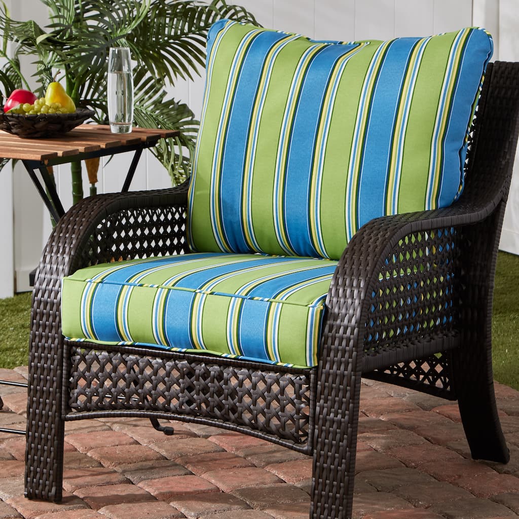 Cayman Stripe Outdoor 24-inch x 24-inch Premium Deep Seat Cushion Set (Cushions Only)