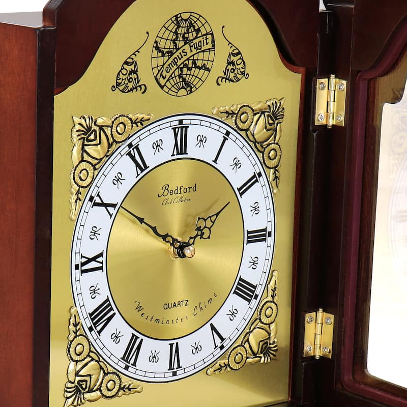 Worsthorne Gilded Redwood Mantel Clock with Chimes