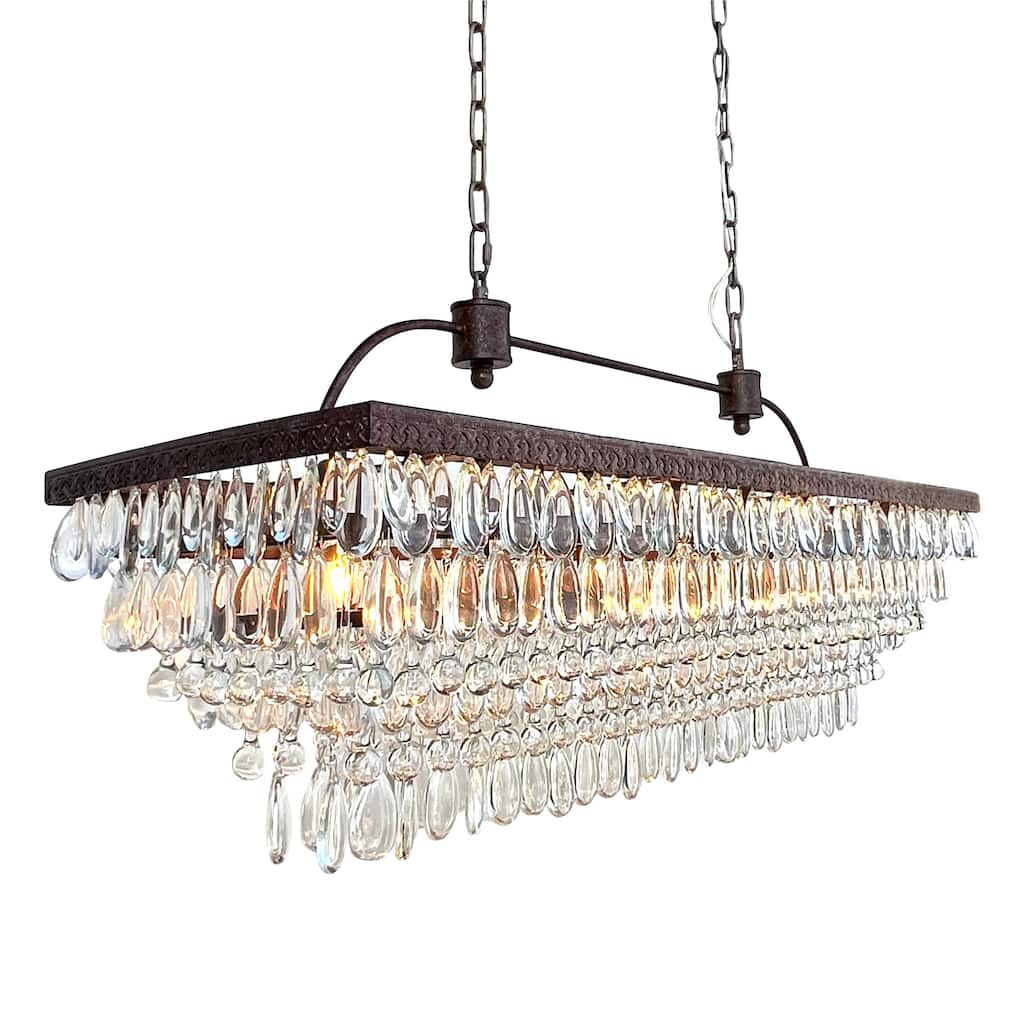 The Weston 40 Inch Rectangular Glass Drop Chandelier
