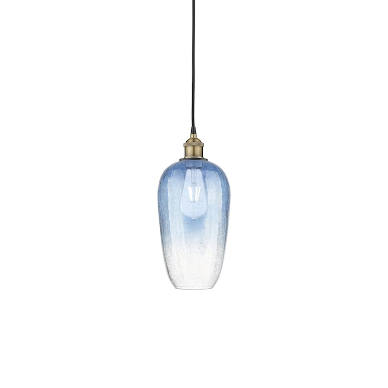 Innovations Lighting 616-1P-15-7 Brookhaven Flute Pendant Brookhaven - Black Antique Brass / Sapphire Blue