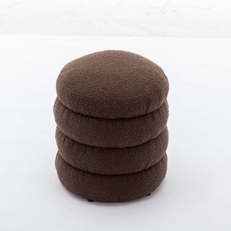 Boucle Round Ottoman Footrest Stool